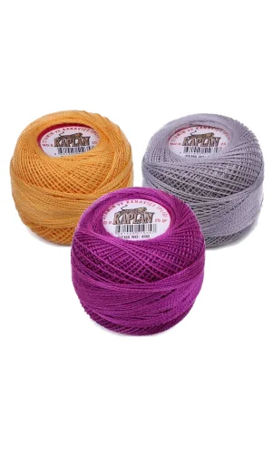 3 Adet Kaplan Etamin Ve Kanaviçe İpi 8 No Kod/Renk: 444 - 316 - 498 - Ryl