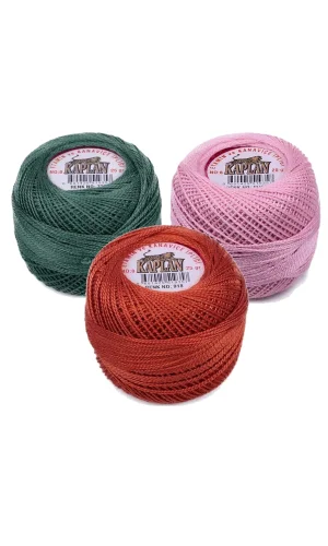 3 Adet Kaplan Etamin Ve Kanaviçe İpi 8 No Kod/Renk: 726 - PUDRA - 918 - Ryl