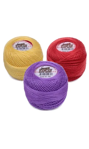 3 Adet Kaplan Etamin Ve Kanaviçe İpi 8 No Kod/Renk: 742 - 666 - 550 - Ryl