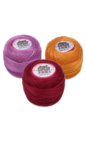 3 Adet Kaplan Etamin Ve Kanaviçe İpi 8 No Kod/Renk: 917 - 741 - 818 - Ryl