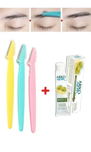 3 Adet Kaş Şekillendirici Ustura Arko Nem Zeytinyağı Kremi 20 cc