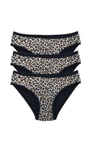 3 Adet Leopar Desenli Likralı Yumuşak Dokulu Kadın Slip Külot