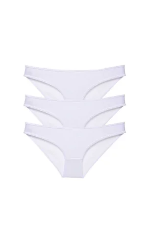 3 adet Süper Eko Set Likralı Kadın Slip Külot Beyaz