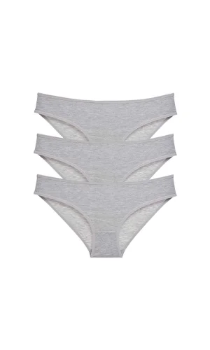 3 adet Süper Eko Set Likralı Kadın Slip Külot Gri