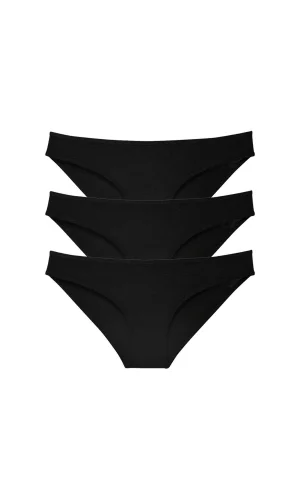3 adet Süper Eko Set Likralı Kadın Slip Külot Siyah