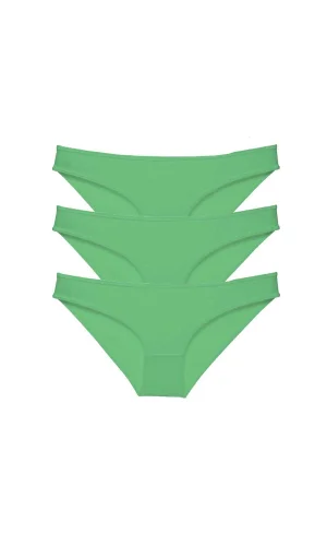 3 adet Süper Eko Set Likralı Kadın Slip Külot Yeşil