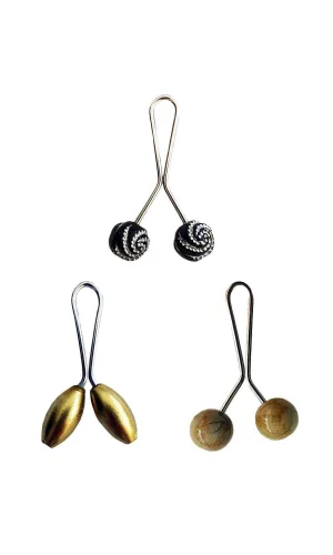 3 Adet Tesettür Eşarp ve Şal Klipsi Sarı Hardal Siyah Desenli