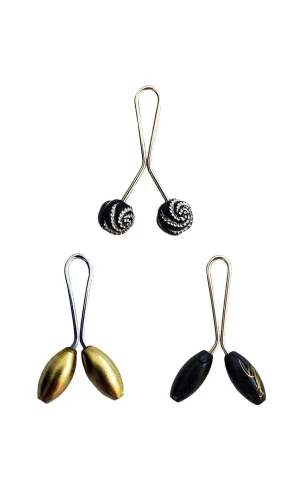 3 Adet Tesettür Eşarp ve Şal Klipsi Sarı Siyah Siyah Desenli