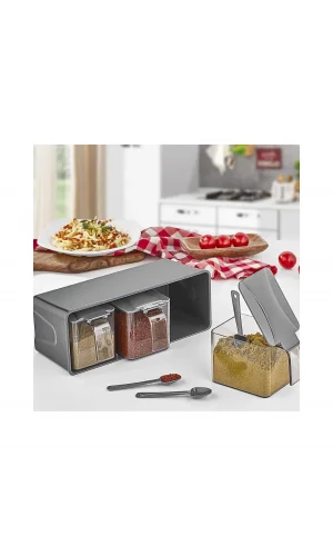 3 Lü Baharatlık Set Duvar Askılı Royaleks-L677