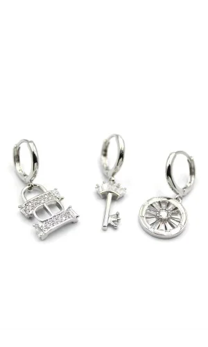 3lü CD Küpe - Gümüş