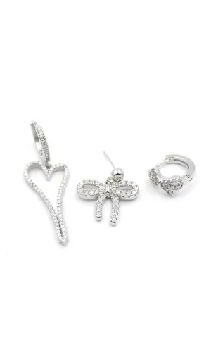 3lü Fiyonk Küpe - Gümüş