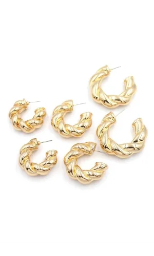 3lü Halka Küpe - Altın