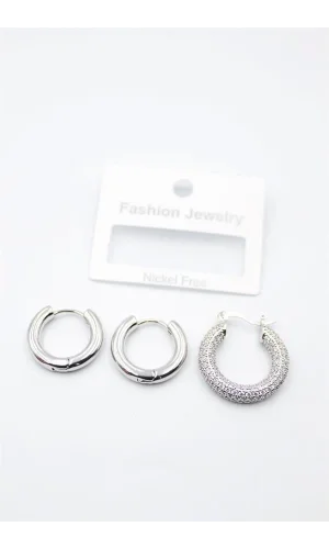 3lü Halka Küpe - Gümüş