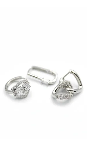 3lü Halka Küpe - Gümüş