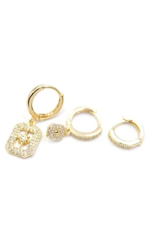 3lü Kutup Yıldızı Küpe - Altın