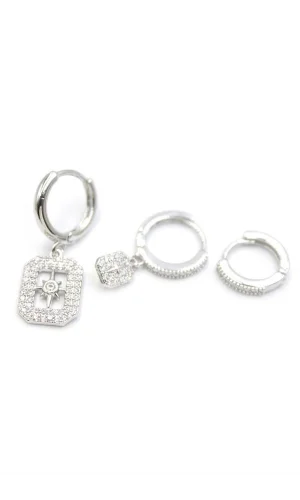 3lü Kutup Yıldızı Küpe - Gümüş