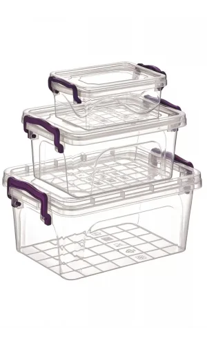 3lü Mini Dikdörtgen Saklama Kabı Royaleks-ÇNK2075