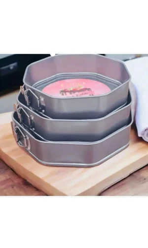 3lü Sekizgen Kelepçeli Kek Kalıbı