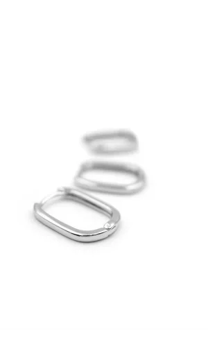 3lü Taşsız Oval Halka Küpe - Gümüş