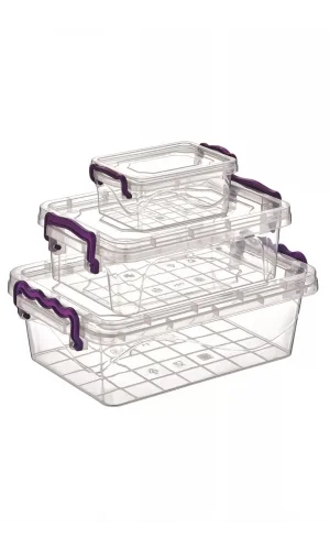 3lü Viyola Mini Dikdörtgen Saklama Kabı Royaleks-ÇNK2076