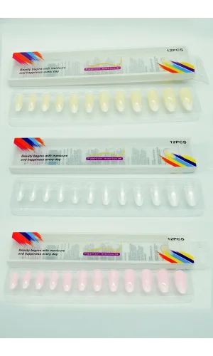 3 Renk Toplam 36 Adet Badem Tırnak Tak Ve Çık Kendinden Yapışkanlı Takma Tırnak