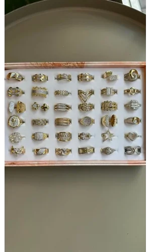 36lı İki Renkli Yüzük - Altın