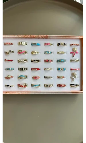 36lı Renkli Yüzük - ÇOK RENKLİ