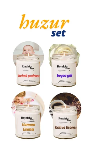 4 Adet Doğal Özel Seri Kokulu Dekoratif Kavanoz Mum 4X210 cc - Huzur Seti - RYL