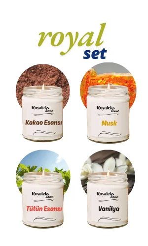 4 Adet Doğal Özel Seri Kokulu Dekoratif Kavanoz Mum 4X210 cc - Royal Set - RYL
