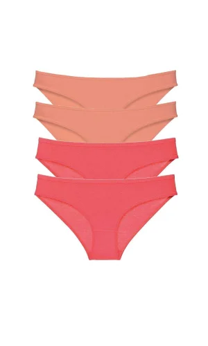 4 adet Eko Set Likralı Kadın Slip Külot Pudra Fuşya