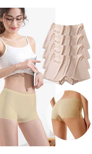 4 Adet Kadın Dikişsiz Görünmez İz Yapmaz Mini Şort Boxer Ten