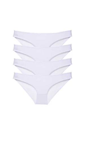 4 adet Süper Eko Set Likralı Kadın Slip Külot Beyaz
