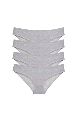 4 adet Süper Eko Set Likralı Kadın Slip Külot Gri