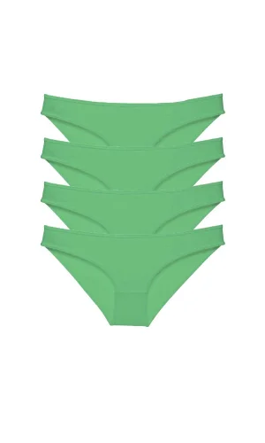 4 adet Süper Eko Set Likralı Kadın Slip Külot Yeşil