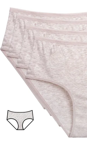 4lü Yeni Seri Renkli Yüksek Bel Fitilli Ribana Bato Külot Kahve