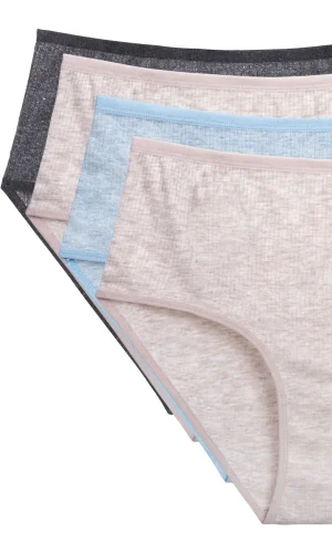 4lü Yeni Seri Renkli Yüksek Bel Fitilli Ribana Bato Külot Pudra Gri Turquaz