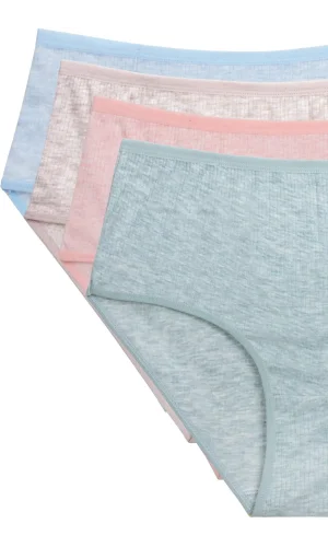 4lü Yeni Seri Renkli Yüksek Bel Fitilli Ribana Bato Külot Turquaz Yeşil Şeftali Pudra