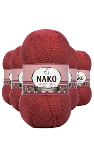 5 Adet Angora Lüks El Örgü İpi Bordo 6679