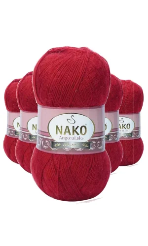 5 Adet Angora Lüks El Örgü İpi Koyu Kırmızı 1175