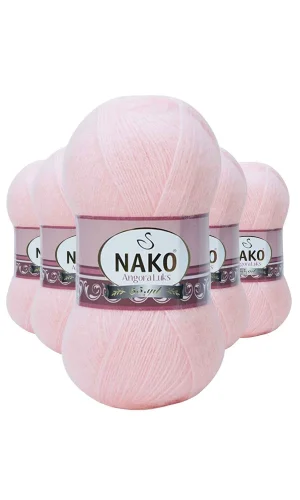 5 Adet Angora Lüks El Örgü İpi Pembe 11502