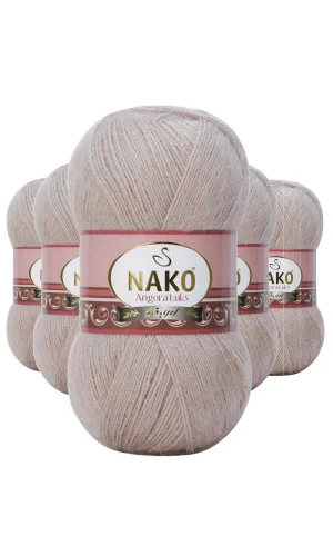 5 Adet Angora Lüks El Örgü İpi Pembeli Gri 3079