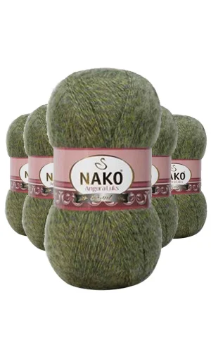 5 Adet Angora Lüks El Örgü İpi Yeşil Muline 21358