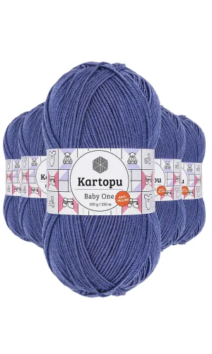 5 Adet Baby One Tüylenmeyen El Örgü İpi Yünü Açık Lacivert K604