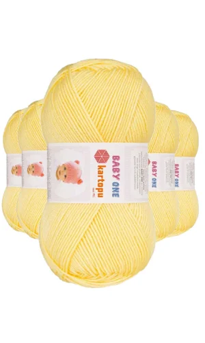 5 Adet Baby One Tüylenmeyen El Örgü İpi Yünü Açık Sarı K331