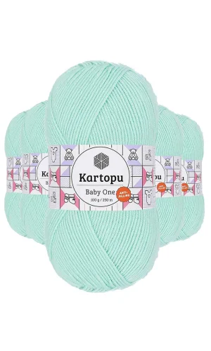 5 Adet Baby One Tüylenmeyen El Örgü İpi Yünü Açık Yeşil K507