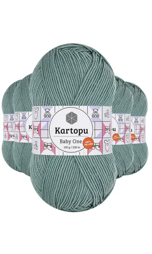 5 Adet Baby One Tüylenmeyen El Örgü İpi Yünü Azur K493