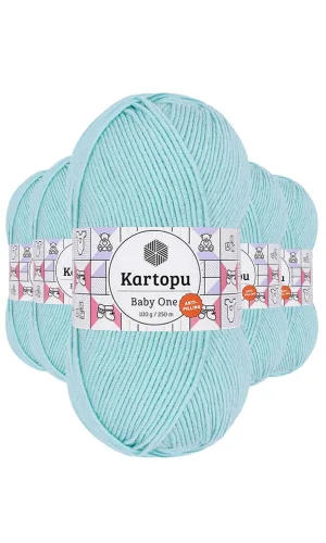 5 Adet Baby One Tüylenmeyen El Örgü İpi Yünü Bebe Mavi K578