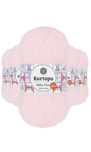 5 Adet Baby One Tüylenmeyen El Örgü İpi Yünü Bebe Pembe K255