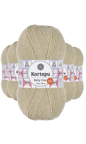 5 Adet Baby One Tüylenmeyen El Örgü İpi Yünü Bej K861