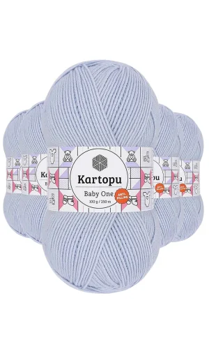 5 Adet Baby One Tüylenmeyen El Örgü İpi Yünü Buz Mavi K580